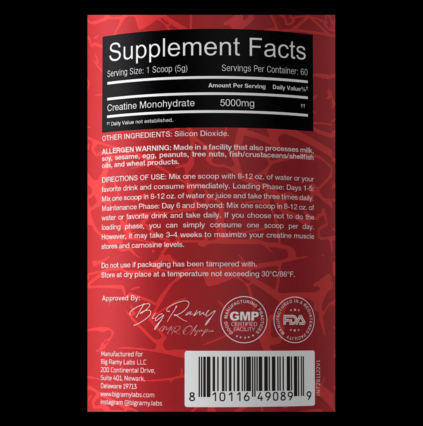 RED REX CREATINE 5000MG 60 SERV