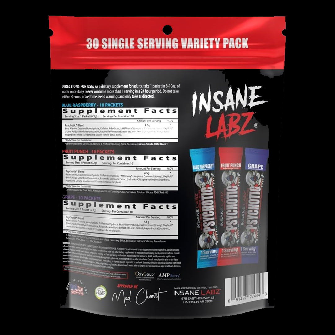 INSANE LABZ PSYCHOTIC 30 SERV STICKS VARIETY BAG FLAVORS